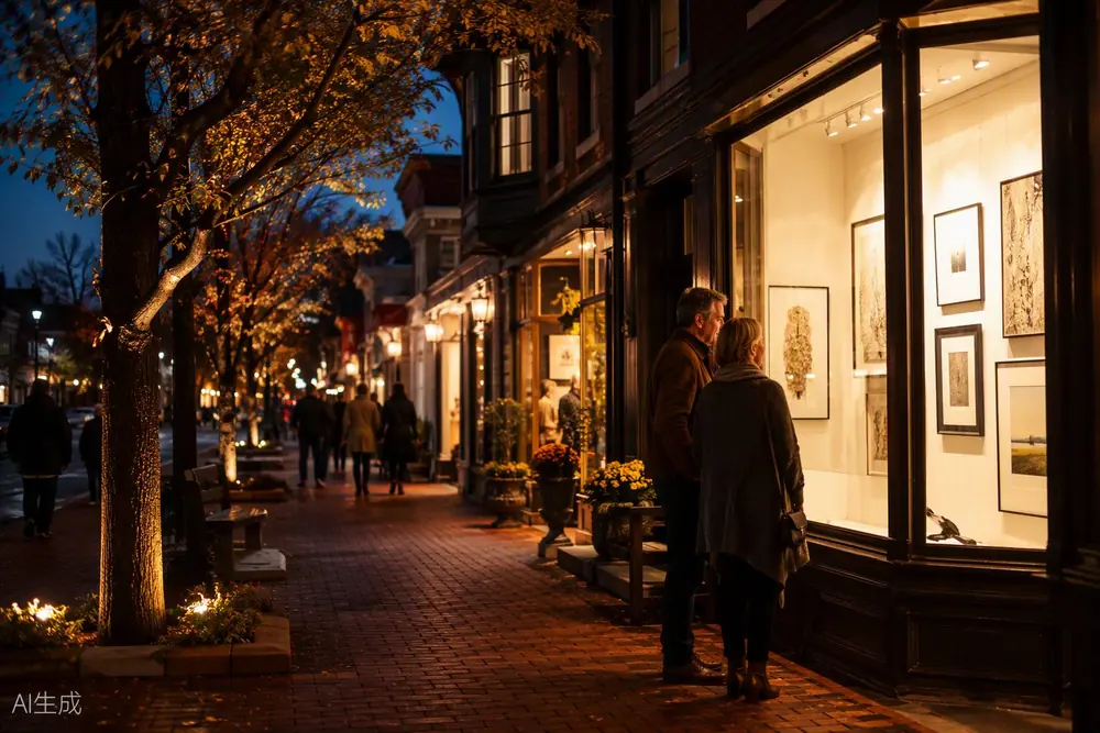 124 Street boutiques at night