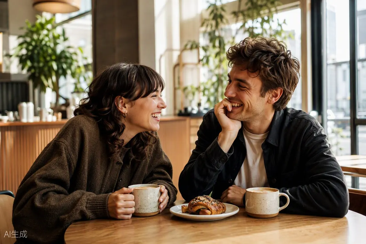 Two people enjoying coffee together in Edmonton