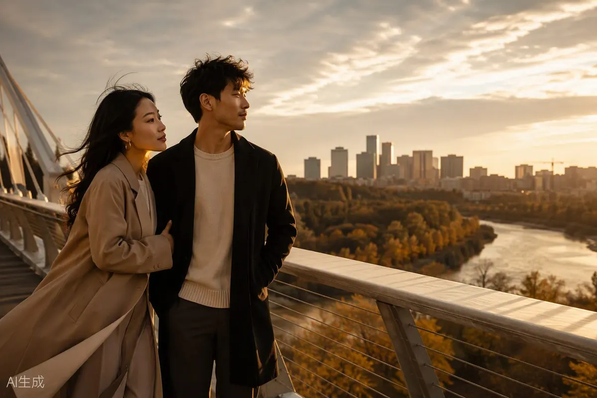 The Edmonton river valley at golden hour